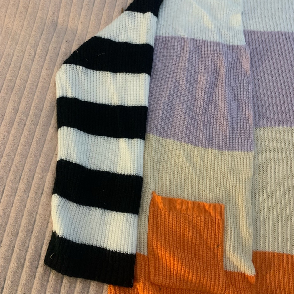 SHEIN Black, White, Purple, Orange Striped Sweater